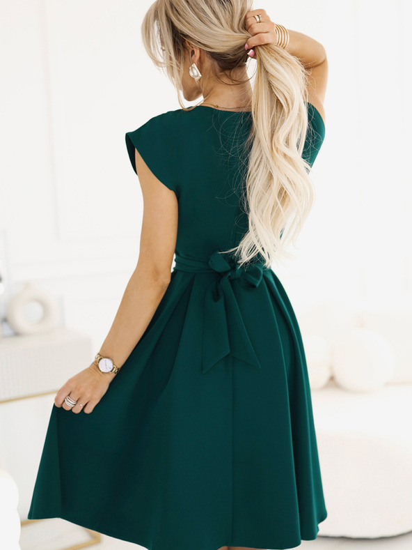 numoco Numoco zöld színű, női, bővített nyakkivágású ruha