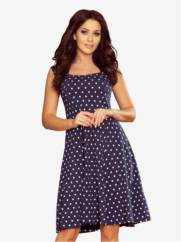 numoco Nyakkivágású ruha - sötétkék pöttyös Numoco STELLA