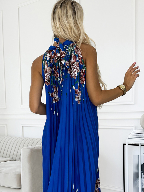 numoco Rakott szatén maxiruha - kék virágokkal Numoco ESTER ESTER