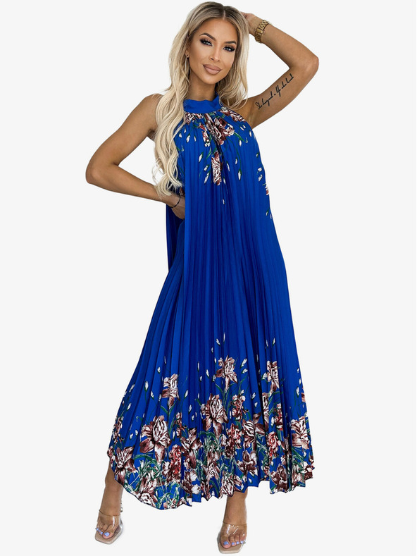 numoco Rakott szatén maxiruha - kék virágokkal Numoco ESTER ESTER