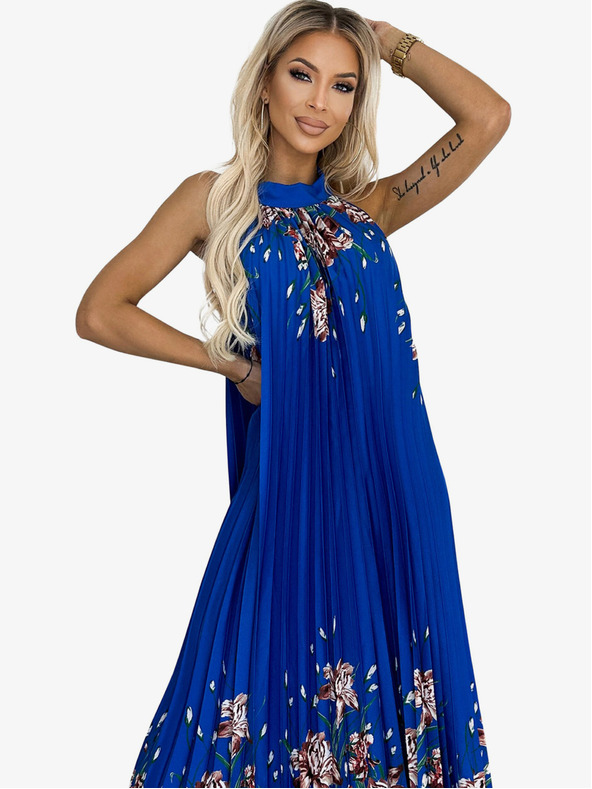 numoco Rakott szatén maxiruha - kék virágokkal Numoco ESTER ESTER