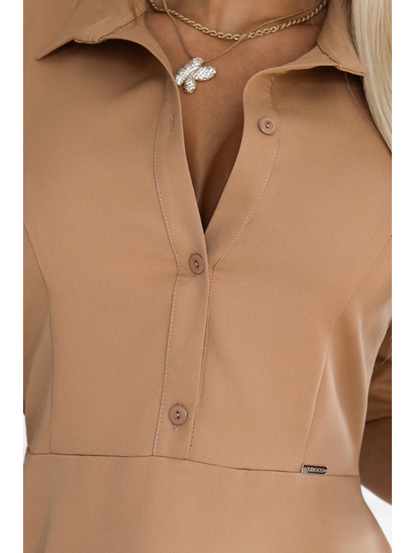 numoco Bő ing fazonú ruha övvel - MOCHA MOUSSE