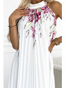 numoco Hajtogatott szatén maxiruha - fehér, rózsaszín virágokkal Numoco ESTER