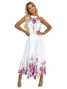 numoco Hajtogatott szatén maxiruha - fehér, rózsaszín virágokkal Numoco ESTER