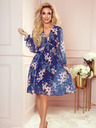 numoco Sifon nyakkivágású ruha - sötétkék virágokkal Numoco FRANCES