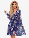 numoco Sifon nyakkivágású ruha - sötétkék virágokkal Numoco FRANCES