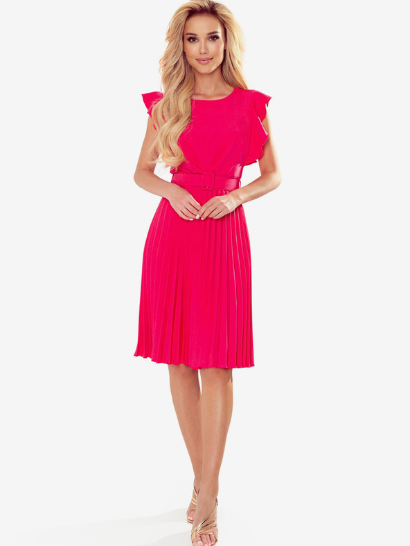 numoco LAYLA Rakott ruha övvel - málna Numoco