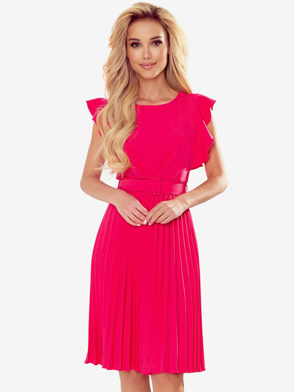 numoco LAYLA Rakott ruha övvel - málna Numoco