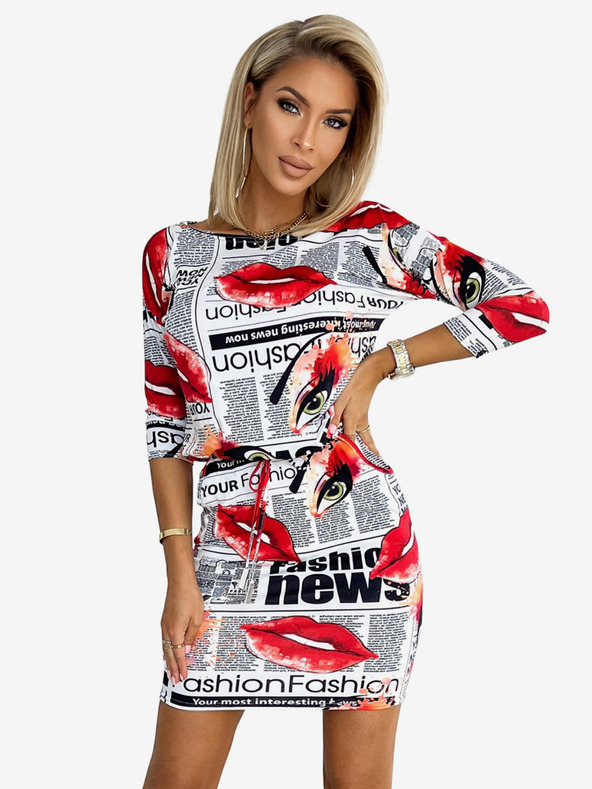 numoco Sportos ruha zsebekkel - fehér, piros ajkakkal Numoco