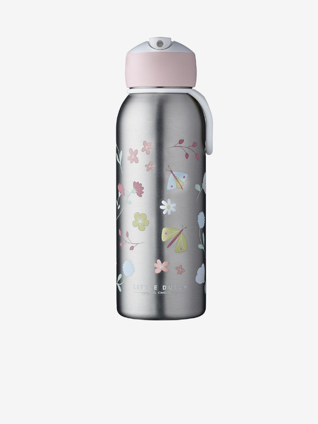 Mepal Rózsaszín és szürke bébi termo cumisüveg Mepal Campus Flowers & Butterflies 350 ml