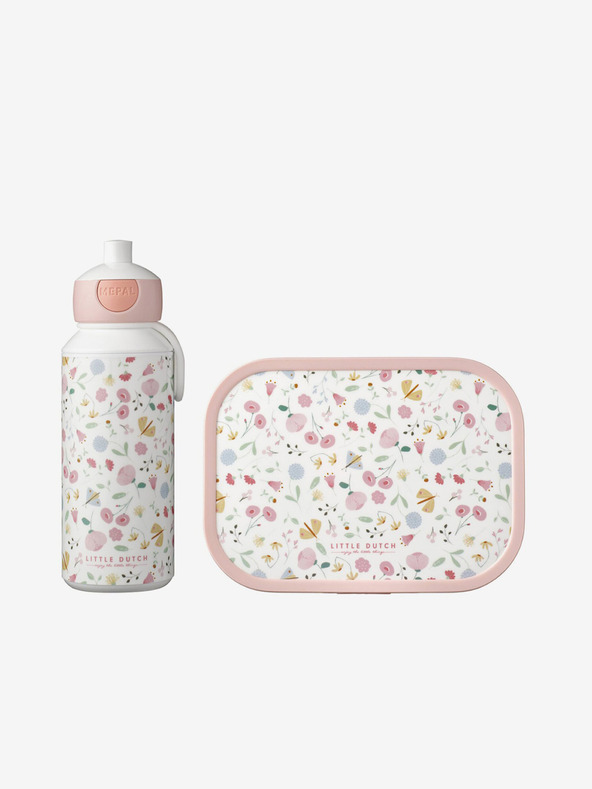 Mepal Rózsaszín és fehér Mepal Campus Little Dutch Virágok és pillangók mintás gyermek uzsonnázó készlet