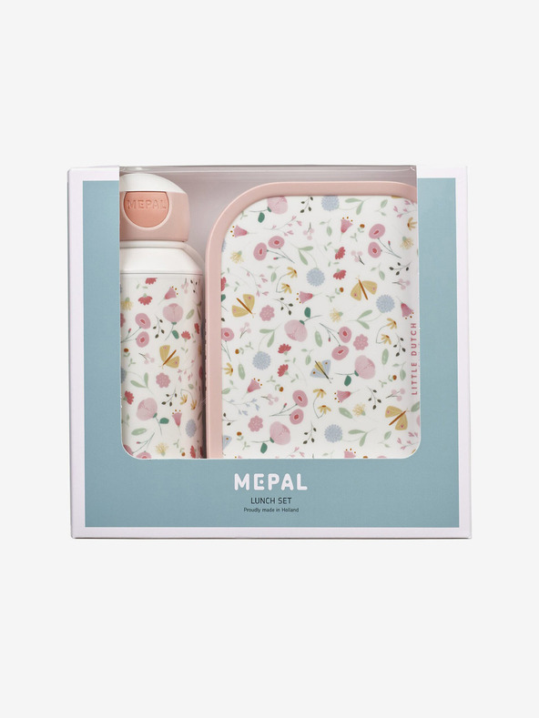Mepal Rózsaszín és fehér Mepal Campus Little Dutch Virágok és pillangók mintás gyermek uzsonnázó készlet
