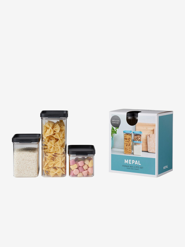 Mepal Mepal Omnia három darab fedeles ételtároló dobozból álló készlet fekete színben