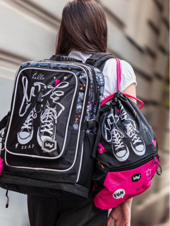 BAAGL  Fekete Kockás iskolai hátizsák Sneakers Baagl