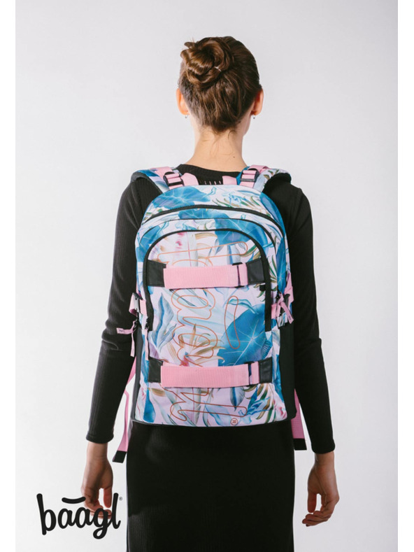 BAAGL  Lila Iskolai hátizsák Skate Leafs Baagl