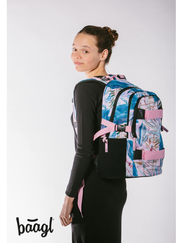 BAAGL  Lila Iskolai hátizsák Skate Leafs Baagl