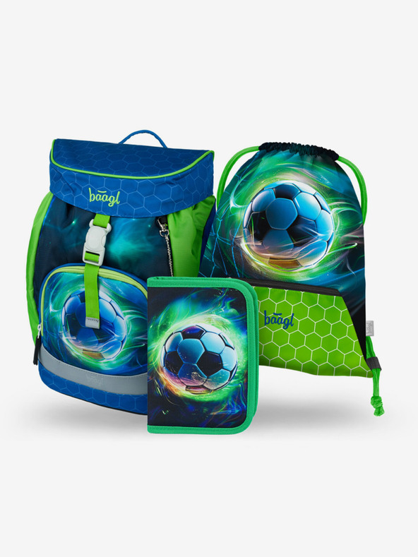 BAAGL  Kék 3 SET Airy Soccer Ball: hátizsák, tolltartó, táska Baagl