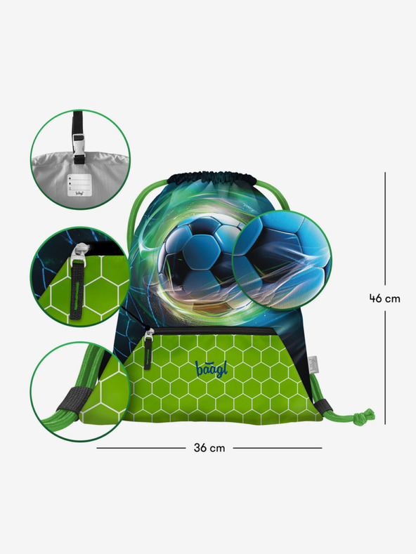 BAAGL  Kék 3 SET Airy Soccer Ball: hátizsák, tolltartó, táska Baagl