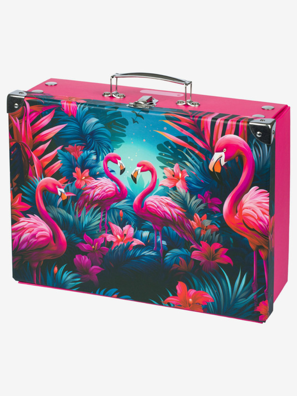 BAAGL  Rózsaszín összecsukható iskolatáska szerelvényekkel Baagl Flamingók