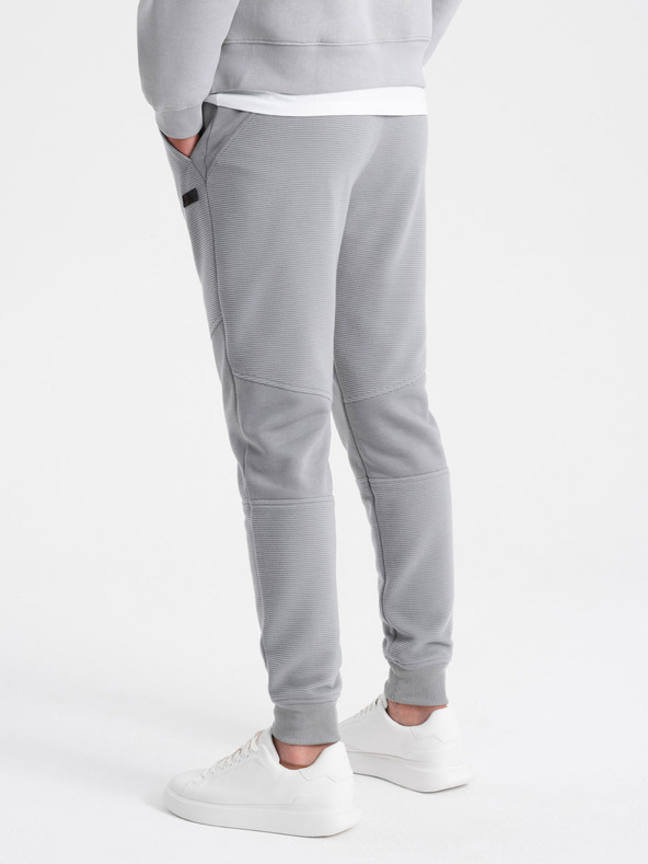 Ombre Clothing Férfi melegítőnadrág ottoman szövetbetétekkel - szürke V5 OM-PASK-0127 OM-PASK-0127