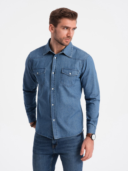 Ombre Clothing Kék férfi farmer ing Ombre Clothing