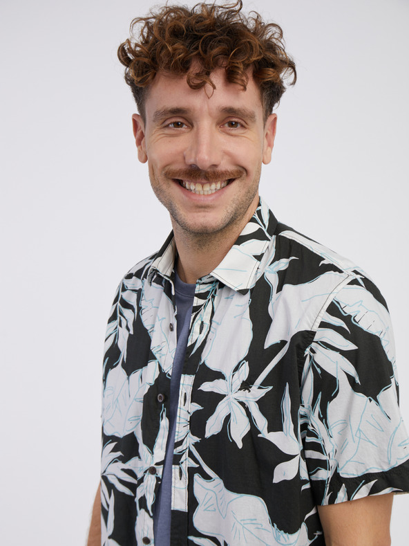 LERROS Fehér és zöld férfi virágos ing LERROS