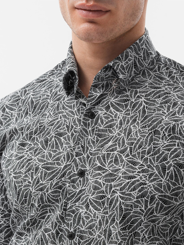 Ombre Clothing Fehér-fekete férfi ing Ombre Clothing K608