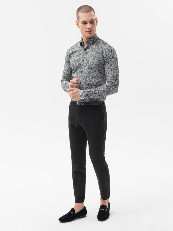 Ombre Clothing Fehér-fekete férfi ing Ombre Clothing K608