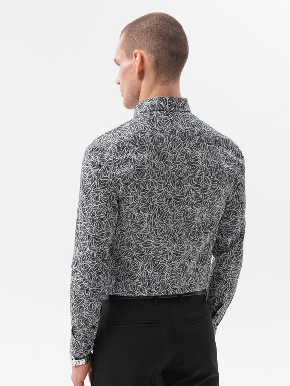 Ombre Clothing Fehér-fekete férfi ing Ombre Clothing K608