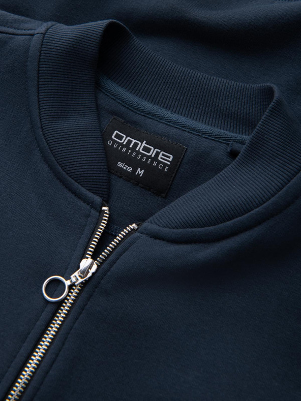 Ombre Clothing Férfi strukturált kötött pulóver gallérral - grafit melange V1 OM-SSNZ-0149 Ombre Ruházat