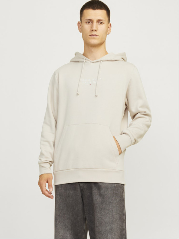 Jack & Jones Jack & Jones férfi bézs színű kapucnis pulóver