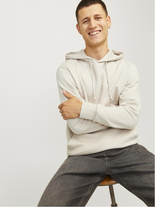 Jack & Jones Jack & Jones férfi bézs színű kapucnis pulóver