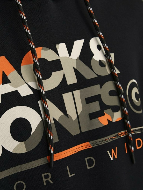 Jack & Jones Fekete Jack & Jones férfi kapucnis pulóver