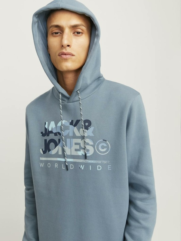 Jack & Jones Kék Jack & Jones férfi kapucnis pulóver