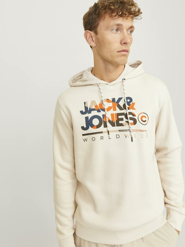 Jack & Jones Jack & Jones férfi bézs színű kapucnis pulóver