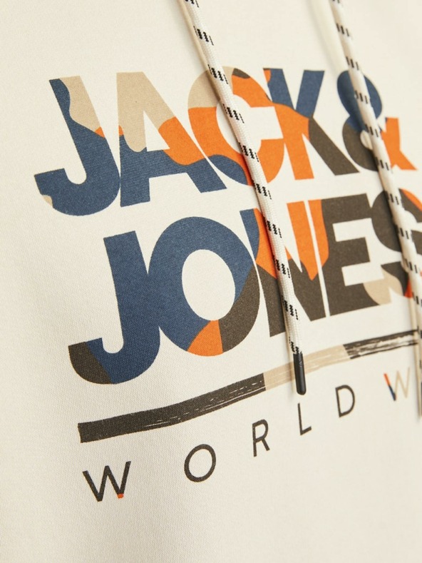 Jack & Jones Jack & Jones férfi bézs színű kapucnis pulóver