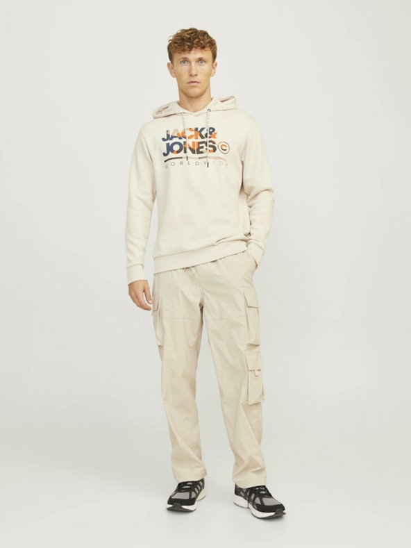 Jack & Jones Jack & Jones férfi bézs színű kapucnis pulóver