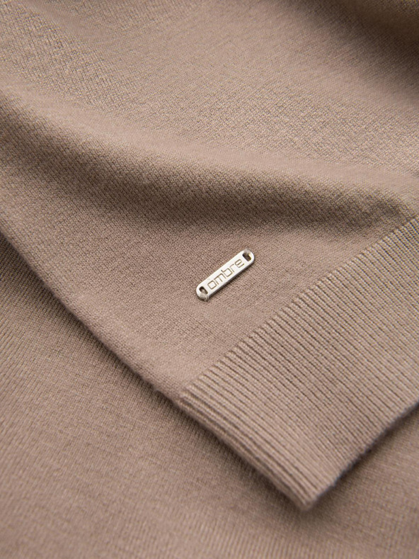 Ombre Clothing Férfi kötött fél garbó viszkózzal - Sötét bézs V3 OM-SWTN-0125 Ombre ruházat