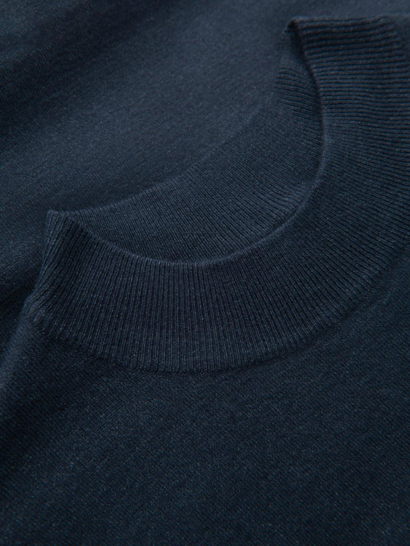 Ombre Clothing Férfi kötött fél garbó viszkózzal - sötétkék V4 OM-SWTN-0125 Ombre ruházat