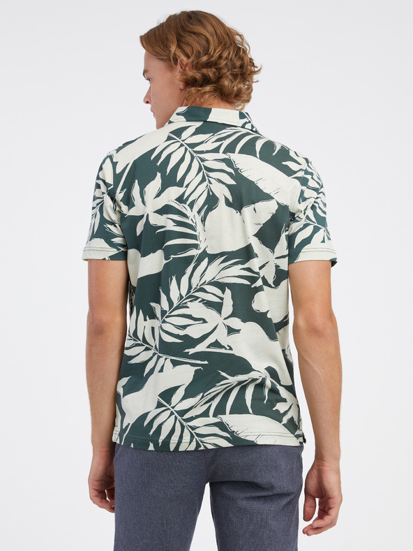 LERROS Krémszínű és zöld férfi virágos pólóing LERROS