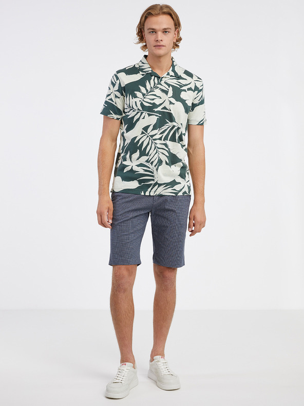 LERROS Krémszínű és zöld férfi virágos pólóing LERROS