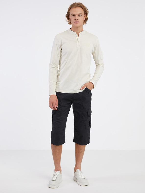 LERROS Krémszínű férfi hosszú ujjú pólóing LERROS