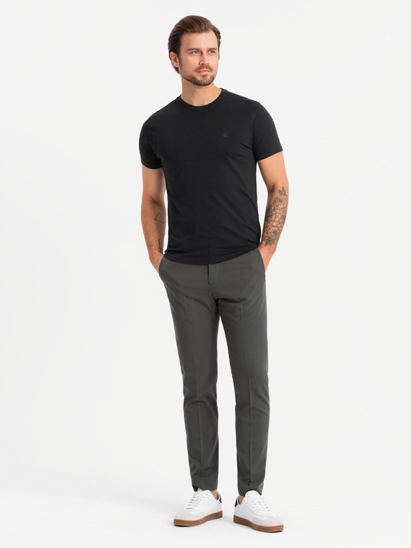 Ombre Clothing Férfi pamut trikolor póló - fehér és tengerészkék V3 OM-TSCT-0174 Ombre Ruházat