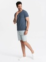 Ombre Clothing Férfi klasszikus pamut V-nyakú BASIC póló - kék V18 OM-TSBS-0145 Ombre ruházat