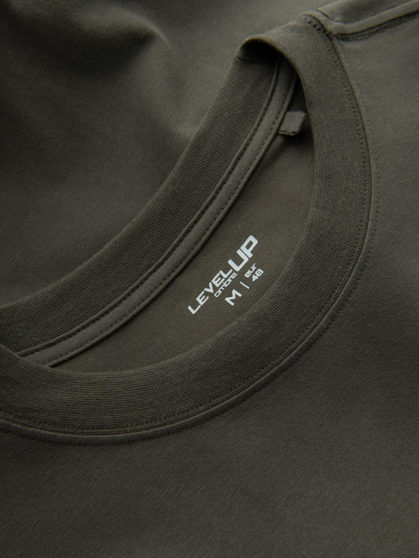 Ombre Clothing Férfi pamut LOOSE FIT hosszú ujjú, kerek nyakú póló - szürkészöld V3 OM-LSBC-0129 Ombre Ruházat