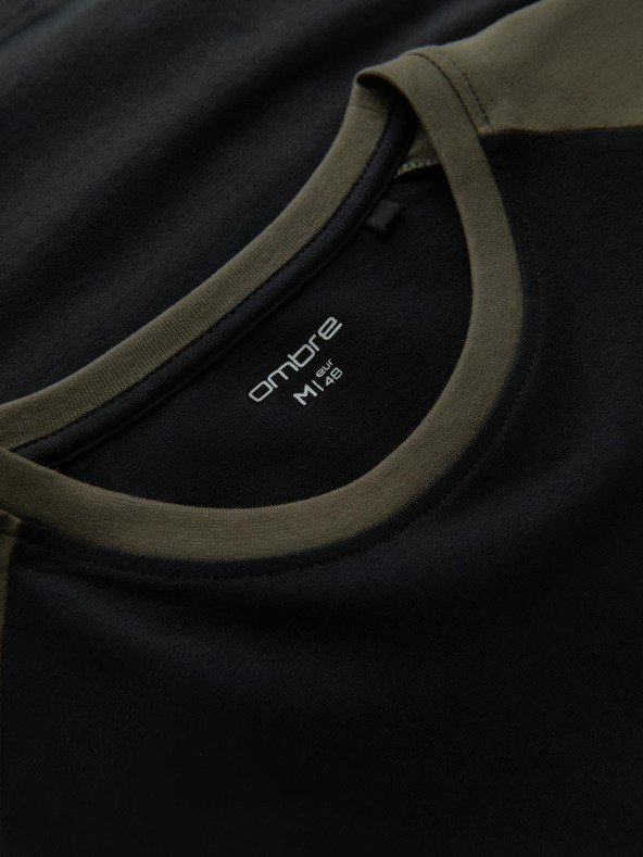 Ombre Clothing Férfi nyomtatott hosszú ujjú póló - fekete V1 OM-LSPT-0119 Ombre Ruházat