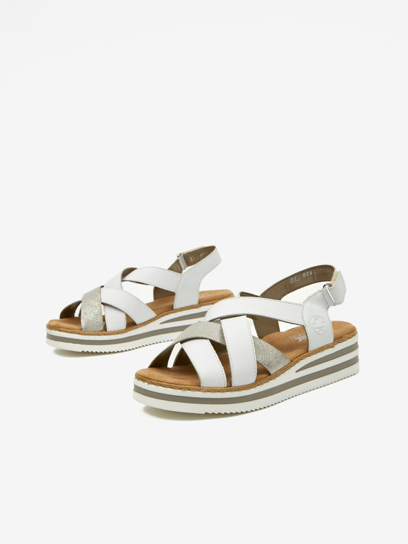 Rieker Rieker ezüst és fehér női szandálok Rieker