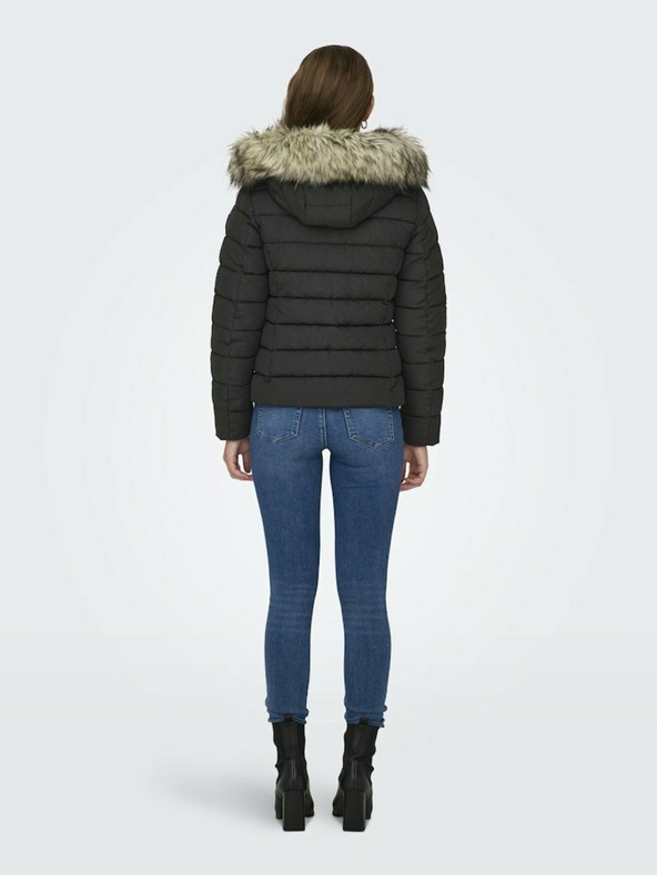 ONLY Fekete női téli steppelt kabát ONLY Új Luna