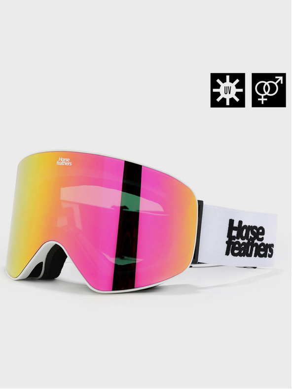 Horsefeathers Snowboard szemüveg Edmond - fehér/tükrös rózsaszín HORSEFEATHERS