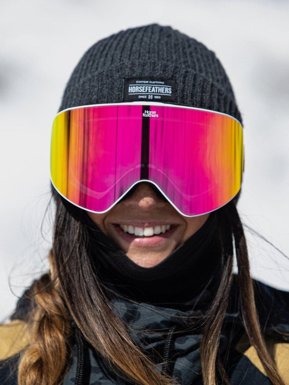 Horsefeathers Snowboard szemüveg Edmond - fehér/tükrös rózsaszín HORSEFEATHERS